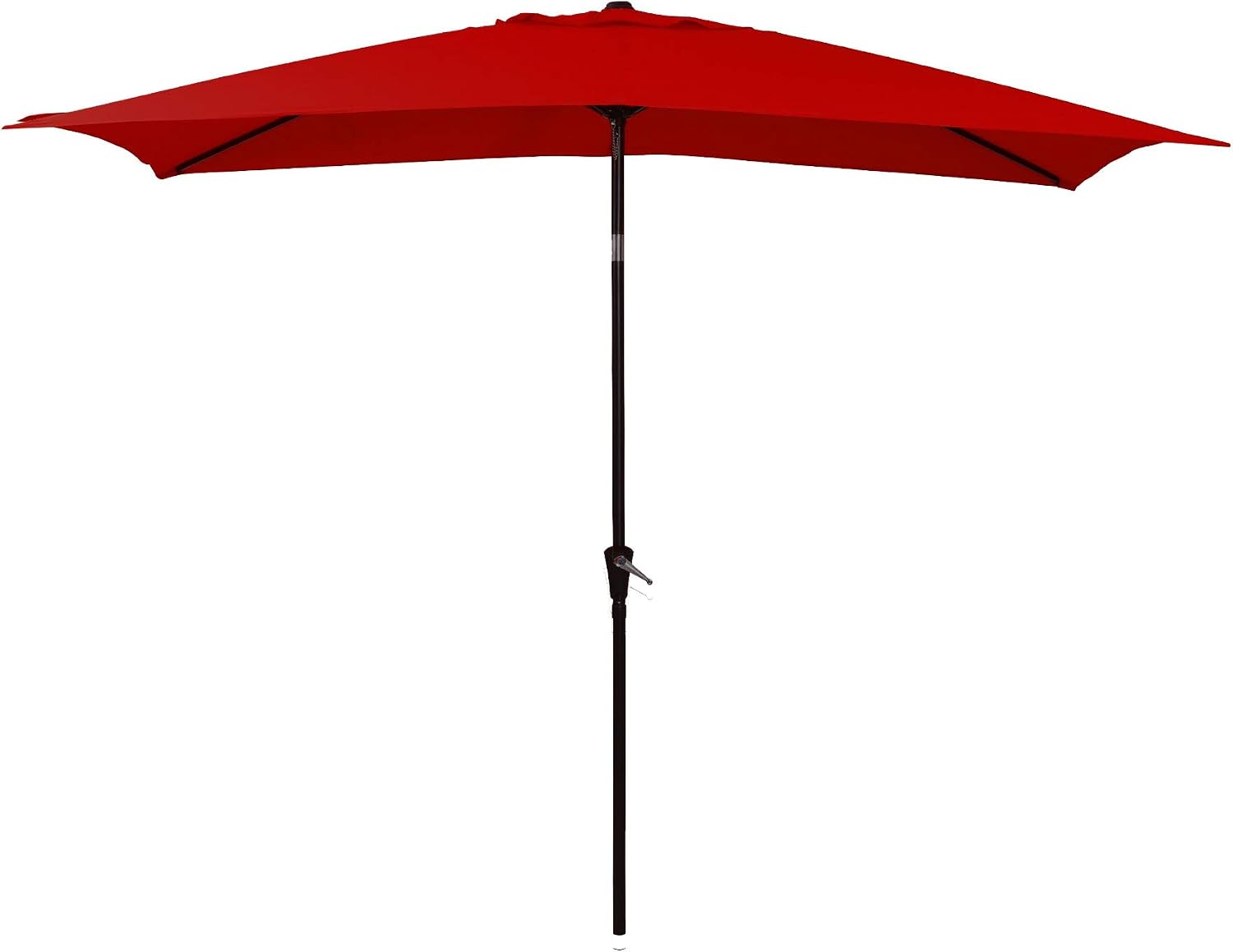 Augecho Rectangular Patio Umbrella 6.5 x 10ft Outdoor Market Garden Table Umbrellas with Push Button Tilt & Crank, 6 Sturdy Square Ribs (Red)