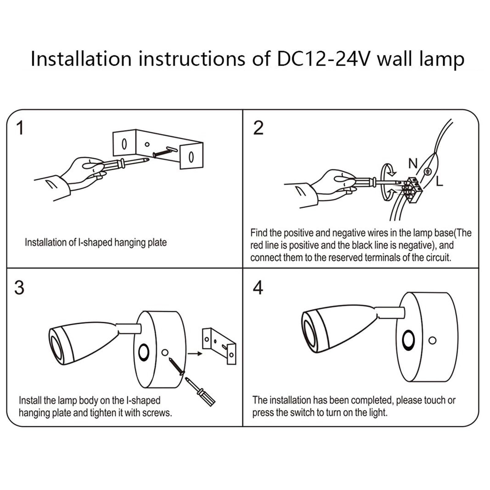 12v Led Lampes Camping-car, 12v Lampe de Lecture Lit, 3 Températures de Couleur, 3w, Variateur Tactile, DC 12-24v Led Spot, éclairage pour Camping car/Voiture/Caravane/Bateau(2 Pièces)