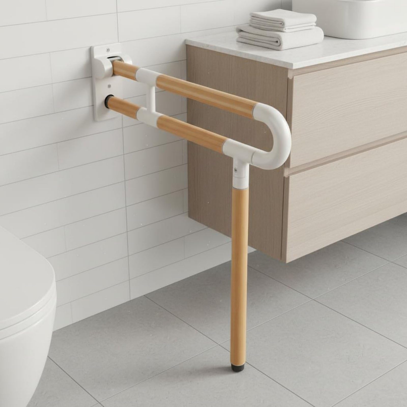 Harilla Corrimano per Toilette Barra di Sostegno Maniglia Binario di Supporto Pieghevole in Alluminio Stabile Adatto Donne Uomini Bagno Casa Ospedale Hotel, 60CM