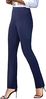 Women's Stretchy Yoga Dress Pants High Waisted Straight Leg Casual Work Business Office Slacks 4 Pockets