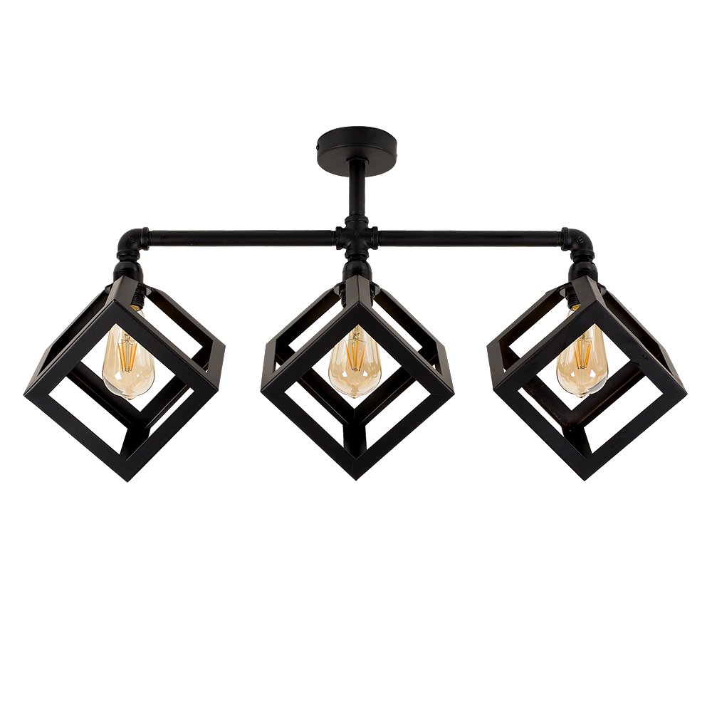 Valuelights Unisex Black Luiggi Eschor Industrial 3 Way Ceiling Bar Light