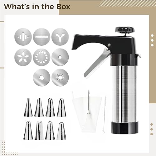 Miniatura 5 de Kit para hacer churros de prensa de galletas, acero inoxidable con 8 discos y puntas de tubería, bolsa de tuberías y cepillo incluidos
