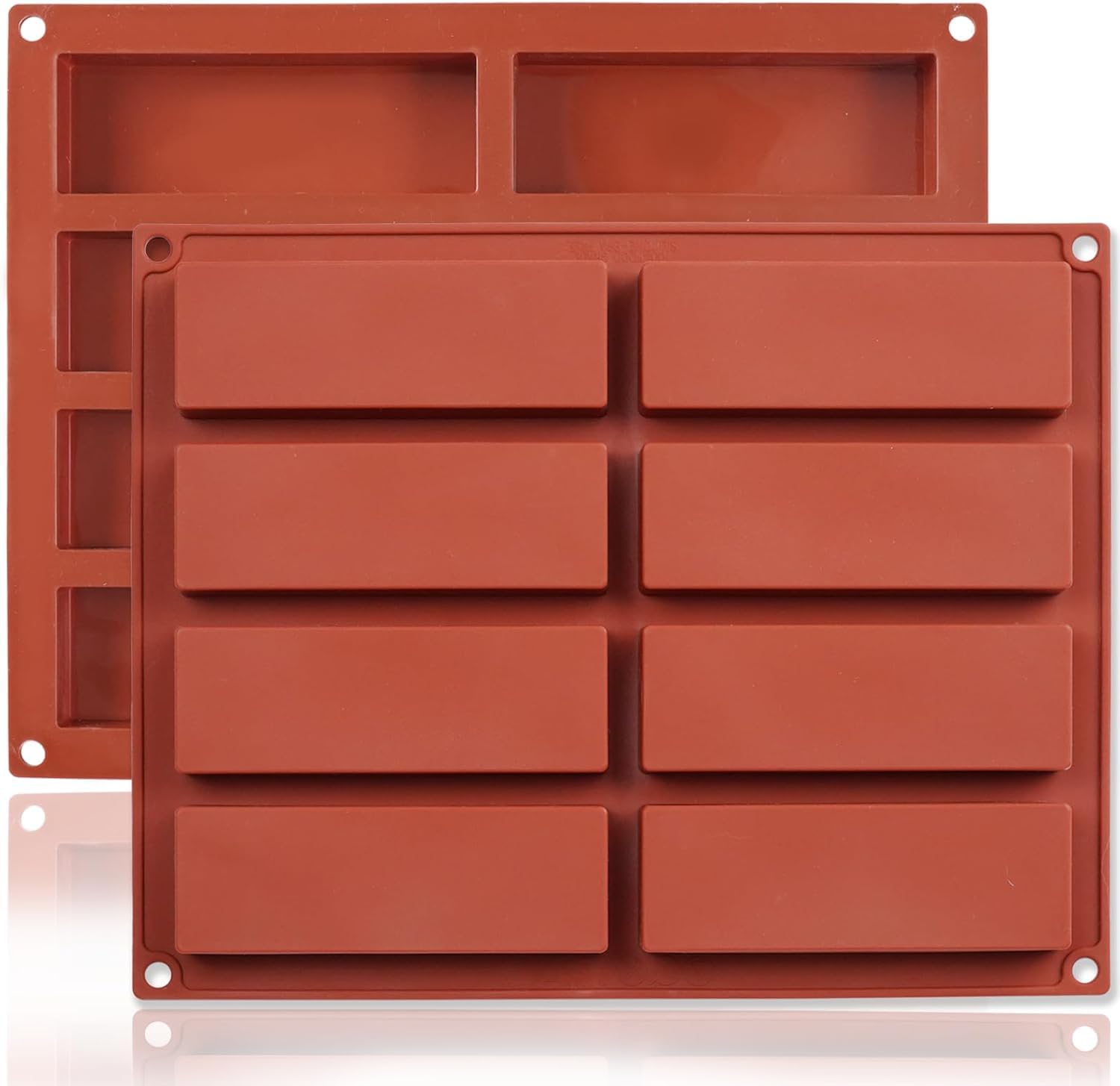 Chocolate Bar Molds Silicone Rectangle Deep Bars, 2-pack 8 Cavities Thick Flexible Chocolate Molds for Homemade Snacks Sugar Free Energy Soft Baked Oat Protein Energy Bars,Easy Release Moulds Tray