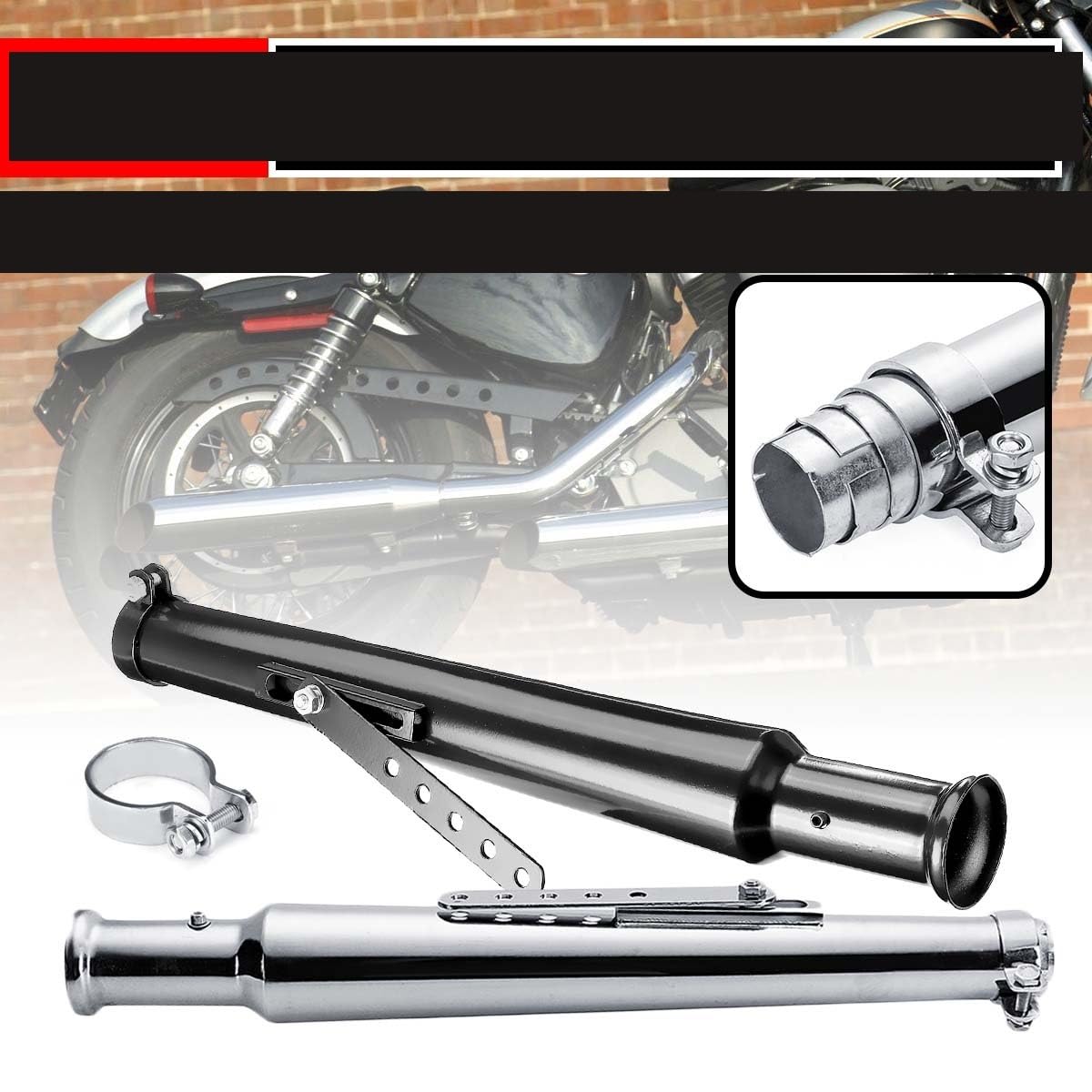 MotoTerminale Scarico Silenziatore Silenziatore per Racer Bobber Chopper Custom per Racer Bobber Chopper Custom 540mm Motorcycle Retro Tail Tubo di Scarico Scarico omologato