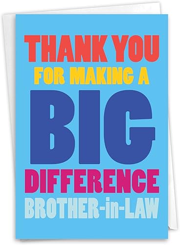 Miniatura 1 de NobleWorks - Divertida tarjeta de felicitación de agradecimiento (cuñado) con sobre de 5 x 7 pulgadas (1 tarjeta) - Gran diferencia cuñado C8211TYG