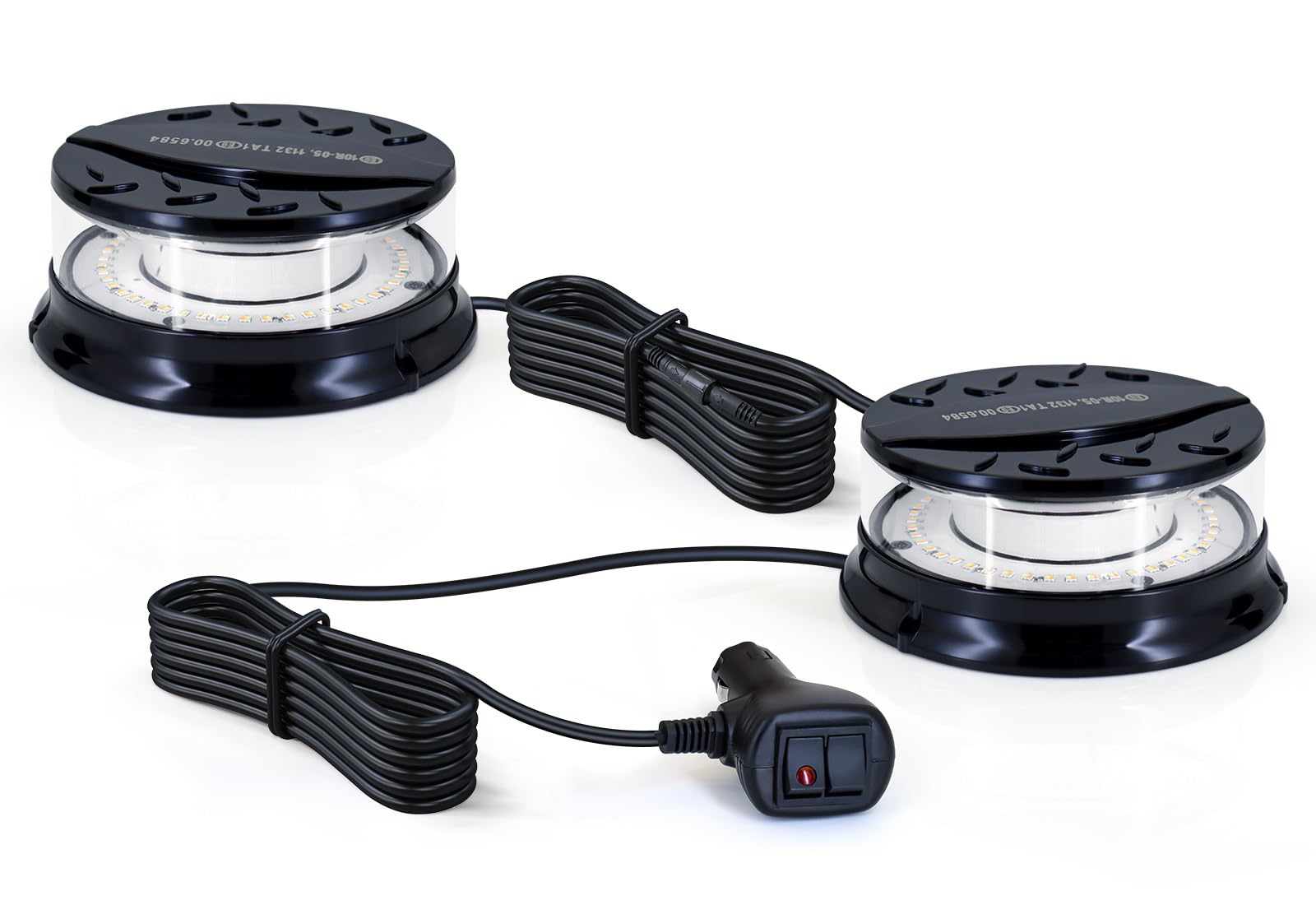Dinfu Rotativo Luz de Estroboscopica Advertencia Flash de Emergencia para Camion vehículo 12-24V,16 Modos de luz giratoria Ajustable 3 Colores para Coche Tractor Carrito de Golf SUV