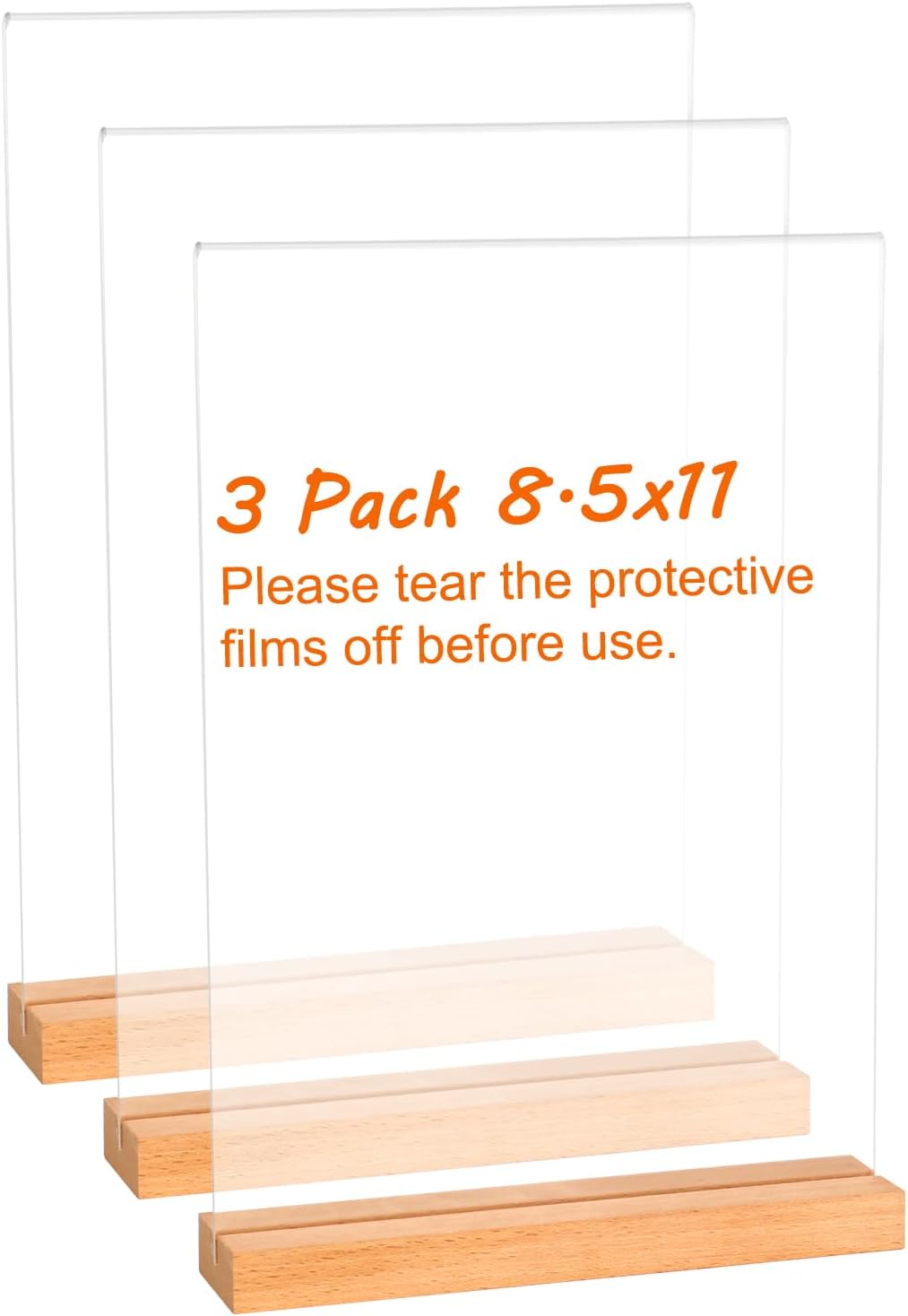 3 Pack 8.5x11 Acrylic Sign Holder T Shape Design Clear Acrylic Frame