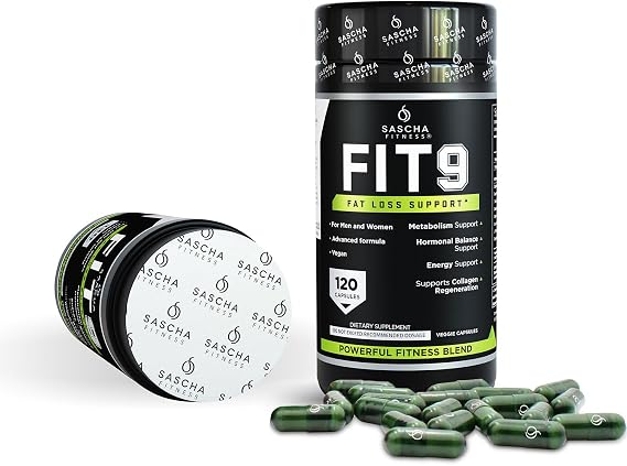Sascha Fitness Fat Loss pills | Collagen support | Fluid Balance | FIT9 Ingredients: 7Keto + Uva Ursi, Gotu Kola, L-Theanine,Gingko Biloba,DIM,Green Tea | Weight Loss Supplements-Vegan-120 Natural Cap