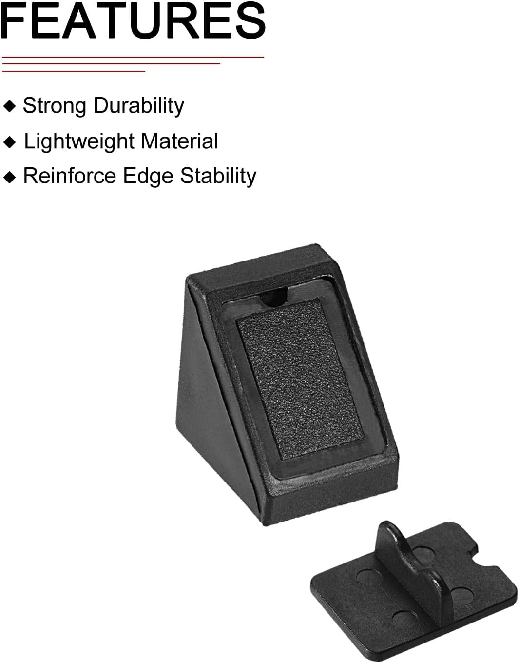 DTGN 20x20x17.5mm(LxWxH) Plastic Corner Brackets -100Pack - Good for Furniture Repairing - 2 Holes L Shape Right Angle Brace - Black