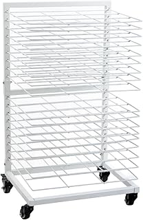 Art Drying Rack for Classroom - 18 Removable Shelves - Efficient and Organized Drying Rack Art for Students' Masterpieces - Sturdy Paint Drying Rack with Lockable Wheels