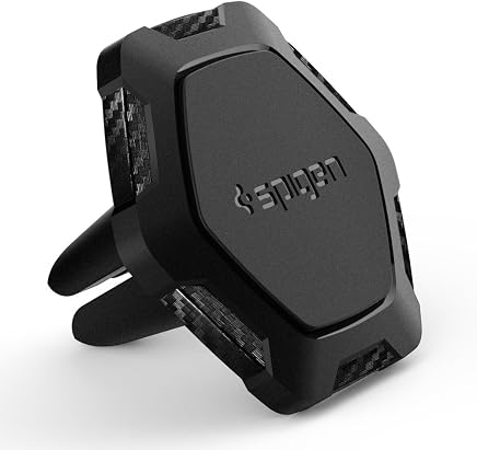Spigen KUEL [QS11], Sostenedor Magn?tico del Tel?fono para el Coche, Dise?o de carbono en forma hexagonal para la ventilaci?n de aire gira 360? grados y F?cil aplicaci