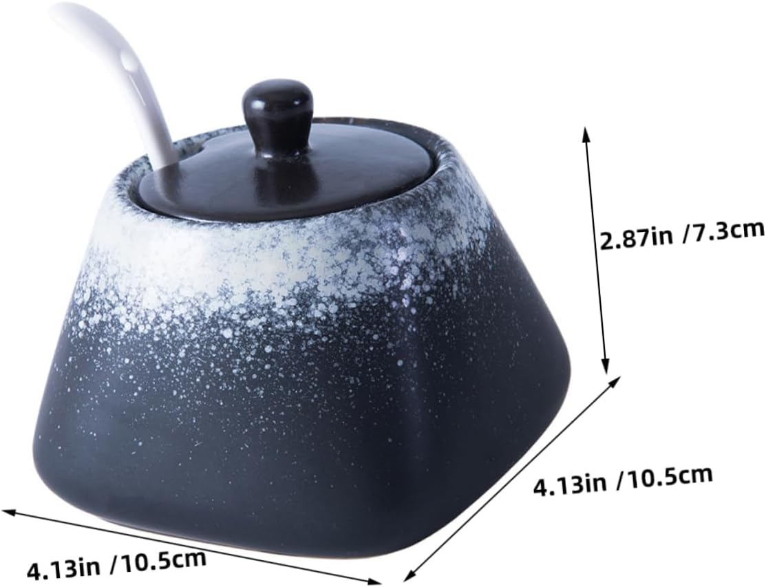 Veemoon Spice Spoon with Lid and Jar Set Ceramic for Home Kitchen image 2