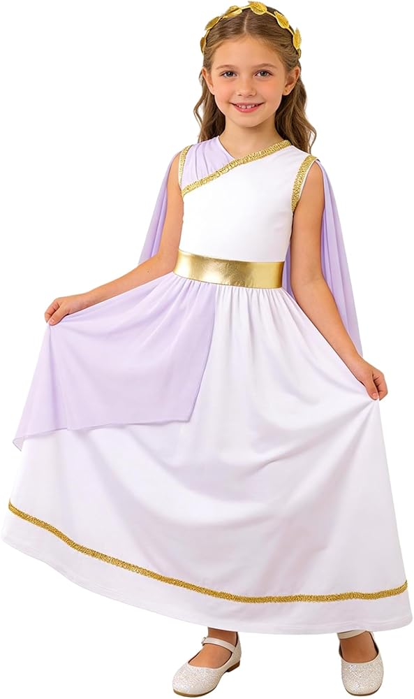 Amazon.com: renvena Girls Ancient Greek Outfit Grecian Toga Halloween  Classic Roman Princess Dress with Headwear Lavender 6 Years : Clothing,  Shoes & Jewelry