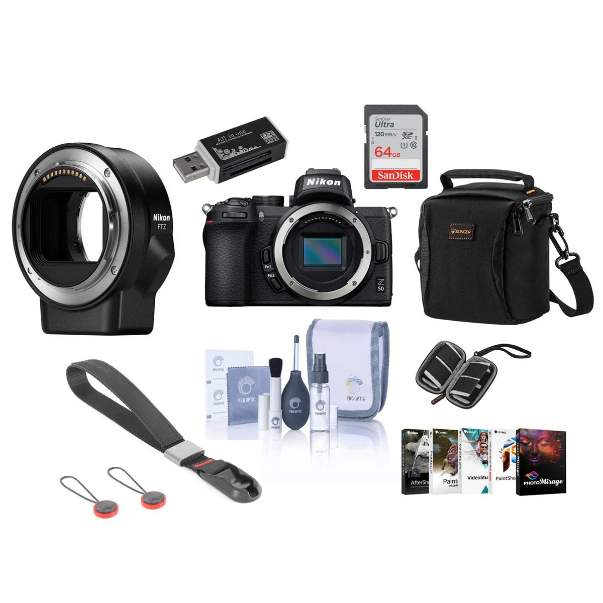 Nikon Z50 Mirrorless Camera Body - Bundle with Nikon Mount Adapter FTZ, Camera Case, Peak Camera Cuf