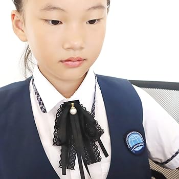 Broche Ruban De Dentelle Noire Avec Charme De Perle, Broche à Cravate