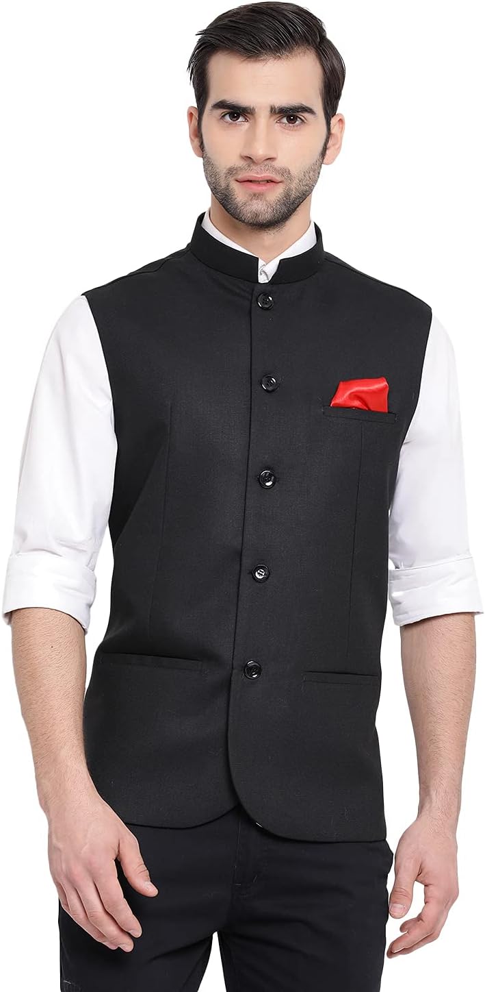 Men's Cotton Silk Nehru Jacket – with Mandarin Collar, Perfect For Ethnic Occasions, Weddings & Celebrations