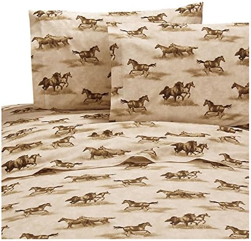 Blue Ridge Home Fashions Wild Horses Sheet Set Twin,Brown