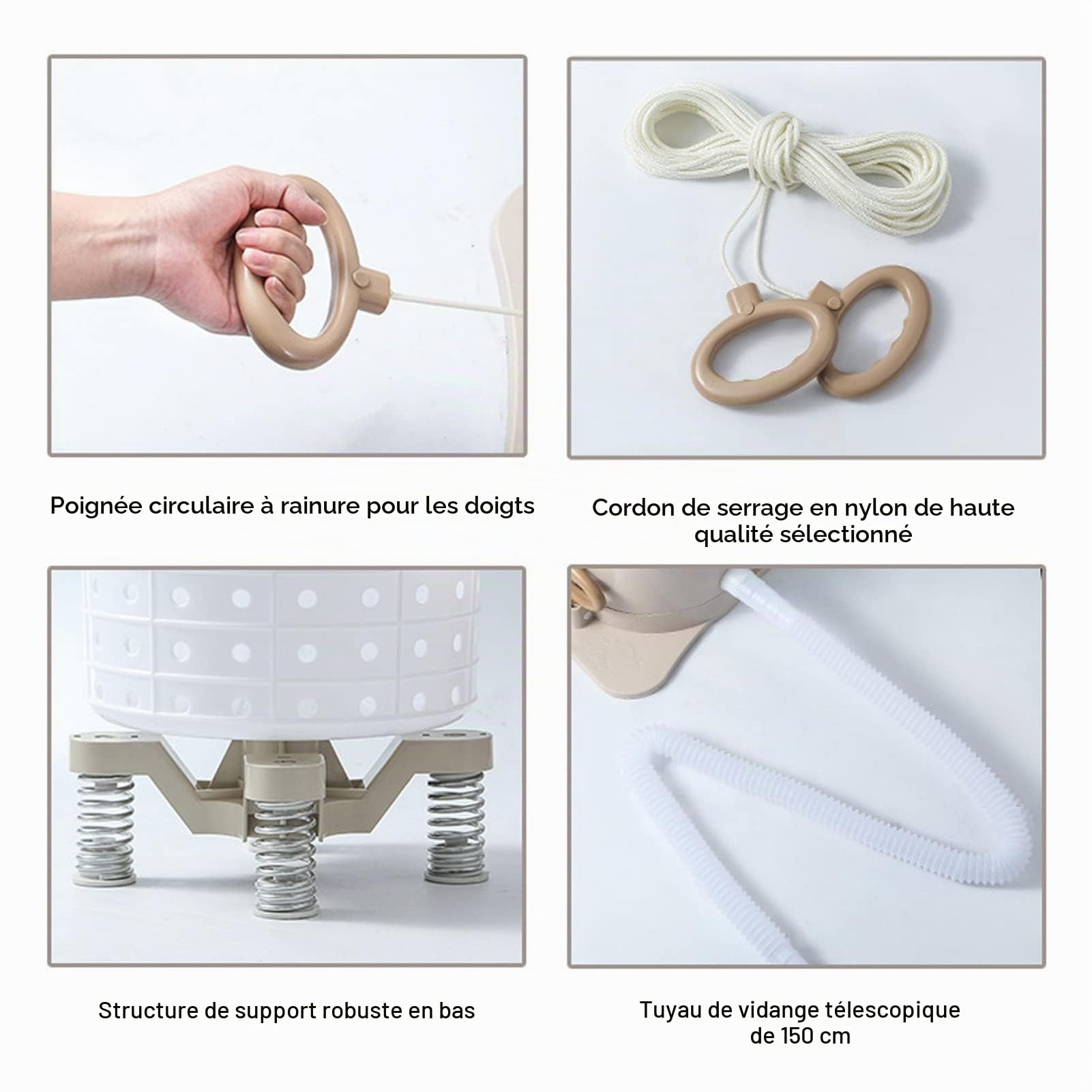 Focket Sèche Linge Compact, Sèche Linge Manuel Non électrique 2500 TR/Min avec Panier Amovible, Sèche Linge Portable pour Camping, Appartements, Camping Car, école, Dortoir, Mini Sèche (Abricot)