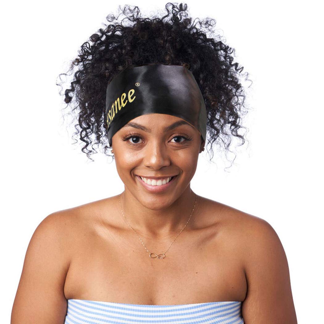 Stain Edge Laying Scarf for Lace Frontal Wigs, Non Slip Stain Scarf Headbands for Black Hair, Soft Wig Grip Headband for Makeup, Facial, Sport, Yoga (Black)