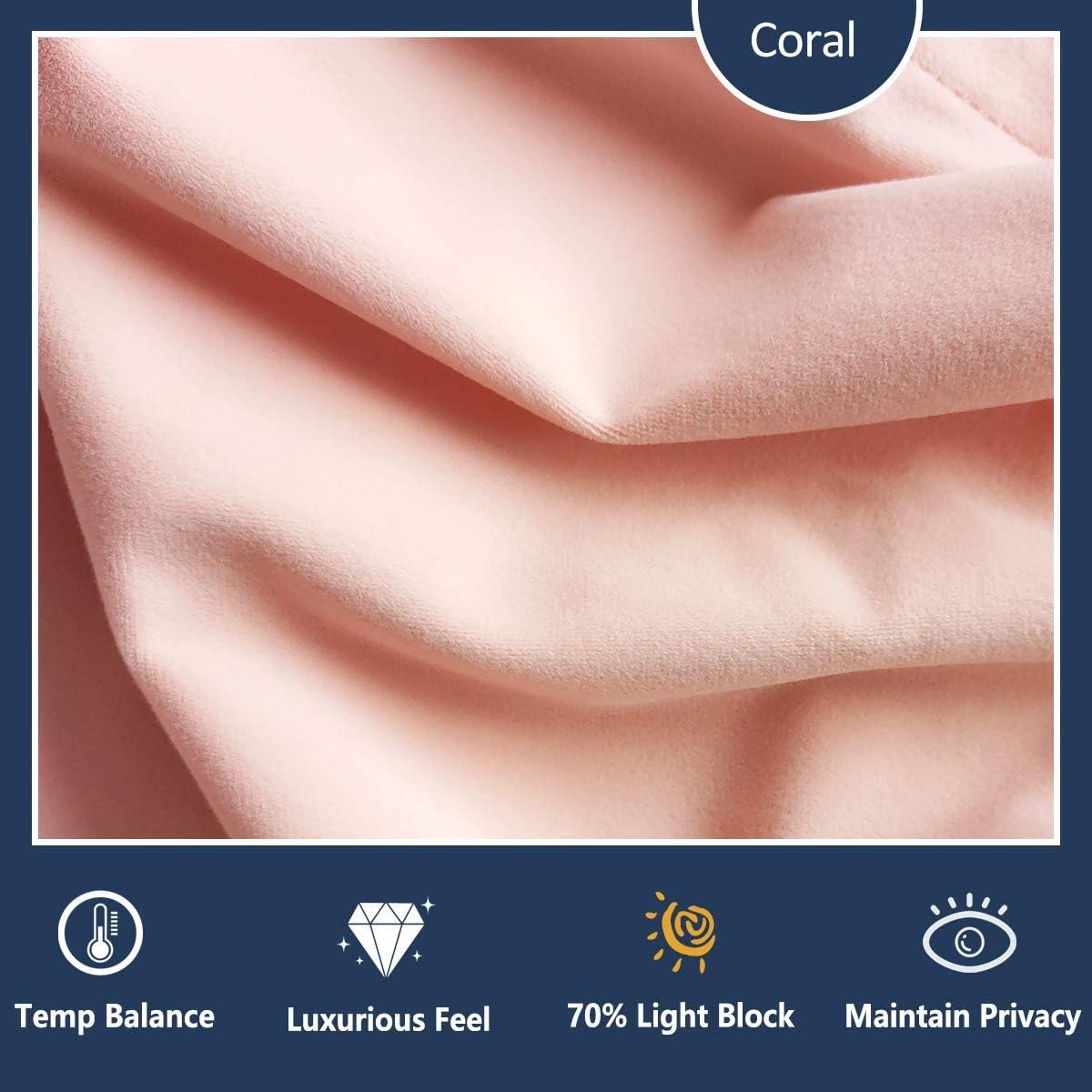 Treatmentex Velvet Blush Pink Curtains for Windows 63" Decorative Pom Pom Fringe Window Curtain Set for Girls Room Cotton Feel Soft, 1 Pair Coral