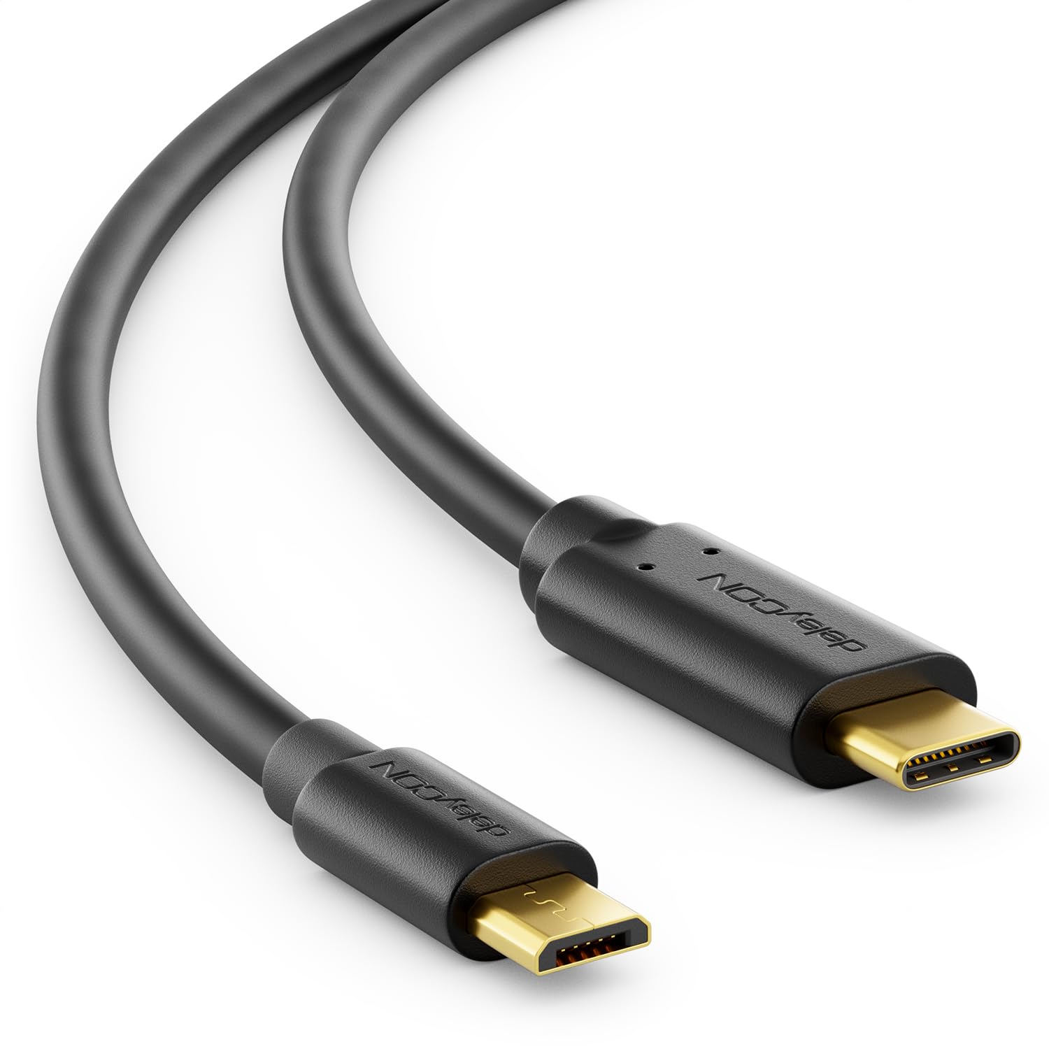 deleyCON 1m USB C a Micro USB - Cavo di Ricarica e Dati da USB-C a Micro-USB - Compatibile per Smartphone Tablet con Presa Micro-USB o Adattatore di Ricarica per Tablet e Notebook con USB-C