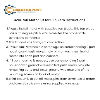Edgewater Parts 4200740 Condenser Fan Motor Compatible with Sub Zero Refrigerator
