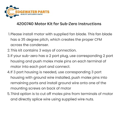Edgewater Parts 4200740 Condenser Fan Motor Compatible with Sub Zero Refrigerator