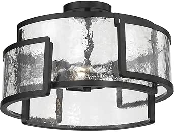 Minka Lavery 5265-66A Bella Collina Clear Hand-Made Glass Semi Flush Ceiling Light, 3-Light 180 Total Watts, 12" H x 18" W, Coal Black