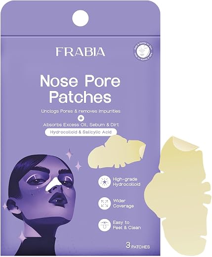 Frabia Hydrocolloid Nose Patch for Blackhead Removal, Deep Cleansing, Pore Cleansing, Clinically Tested, Sheet Form, 3 Strips