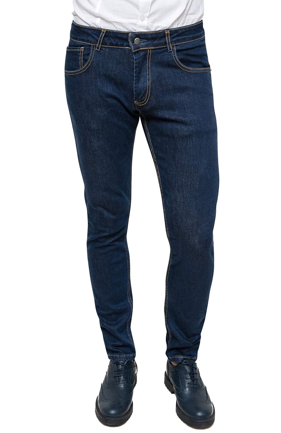 Evoga Jeans Uomo Pantaloni Slim Fit Aderenti Blu Denim Casual