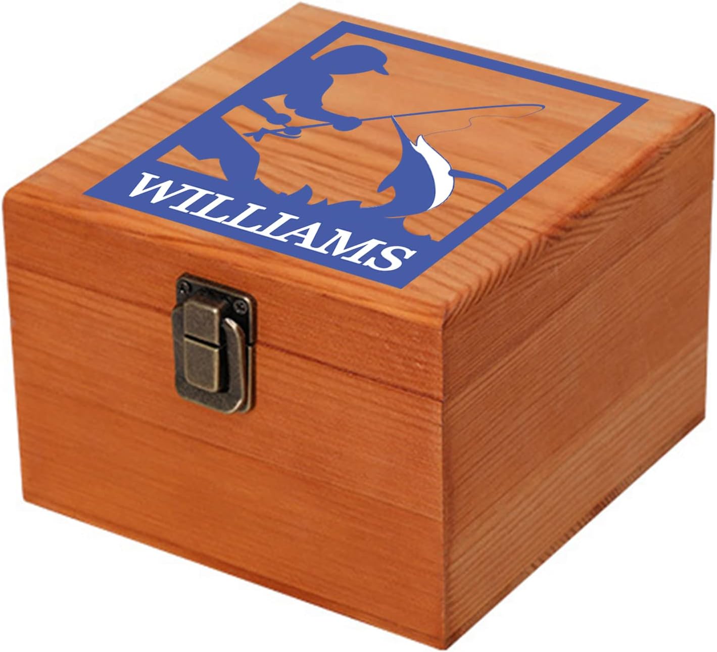 Personalized Wooden Keepsake Box Fishing Gifts for Men Dad Husband Grandpa Custom Name Decorative Storage Box Customized Gifts for Dad from Daughter Son, Gifts for Birthday Anniversary Fishing Lover Fisherman