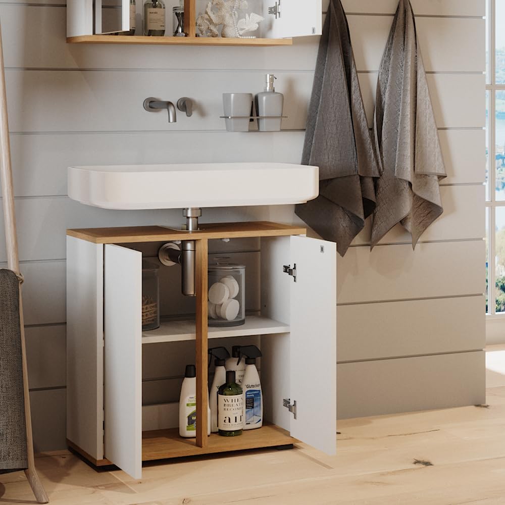 Interior view of the Vicco Didi Under-Sink Cabinet with storage