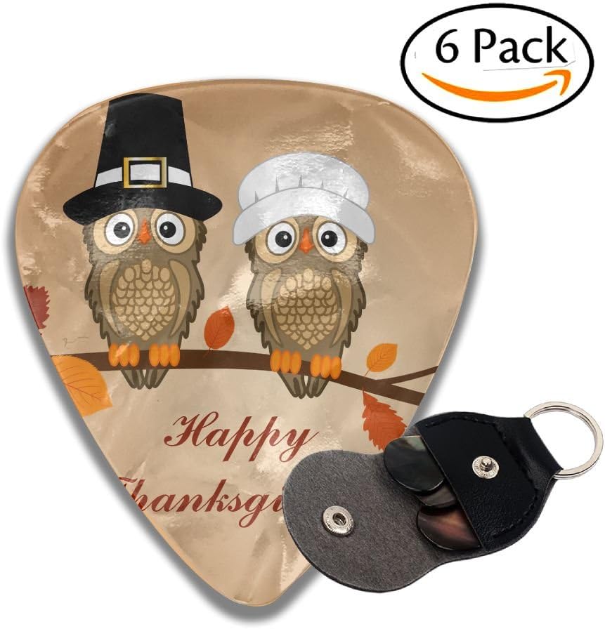 NUCOJ HUOC Cute Owl 351 Shape Classic Guitar Picks Cool Design Best Celluloid Guitar Picks For Your Electric, Acoustic, Or Bass Guitar