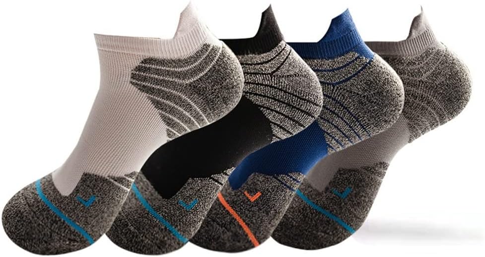 Men's Sports Socks Towel Bottom Boat Socks Outdoor Basketball Male Short Tube Socks 4 Pairs