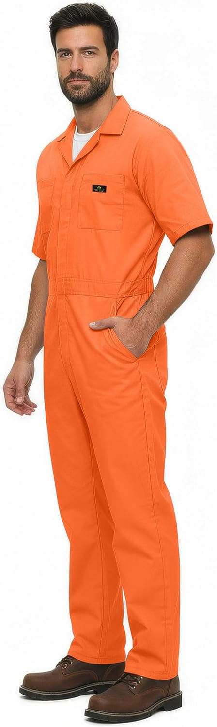 Natural Uniforms Mens Short Sleeve Zip Up Coverall, Stain and Wrinkle Resistant (Orange, Large) - Image 4