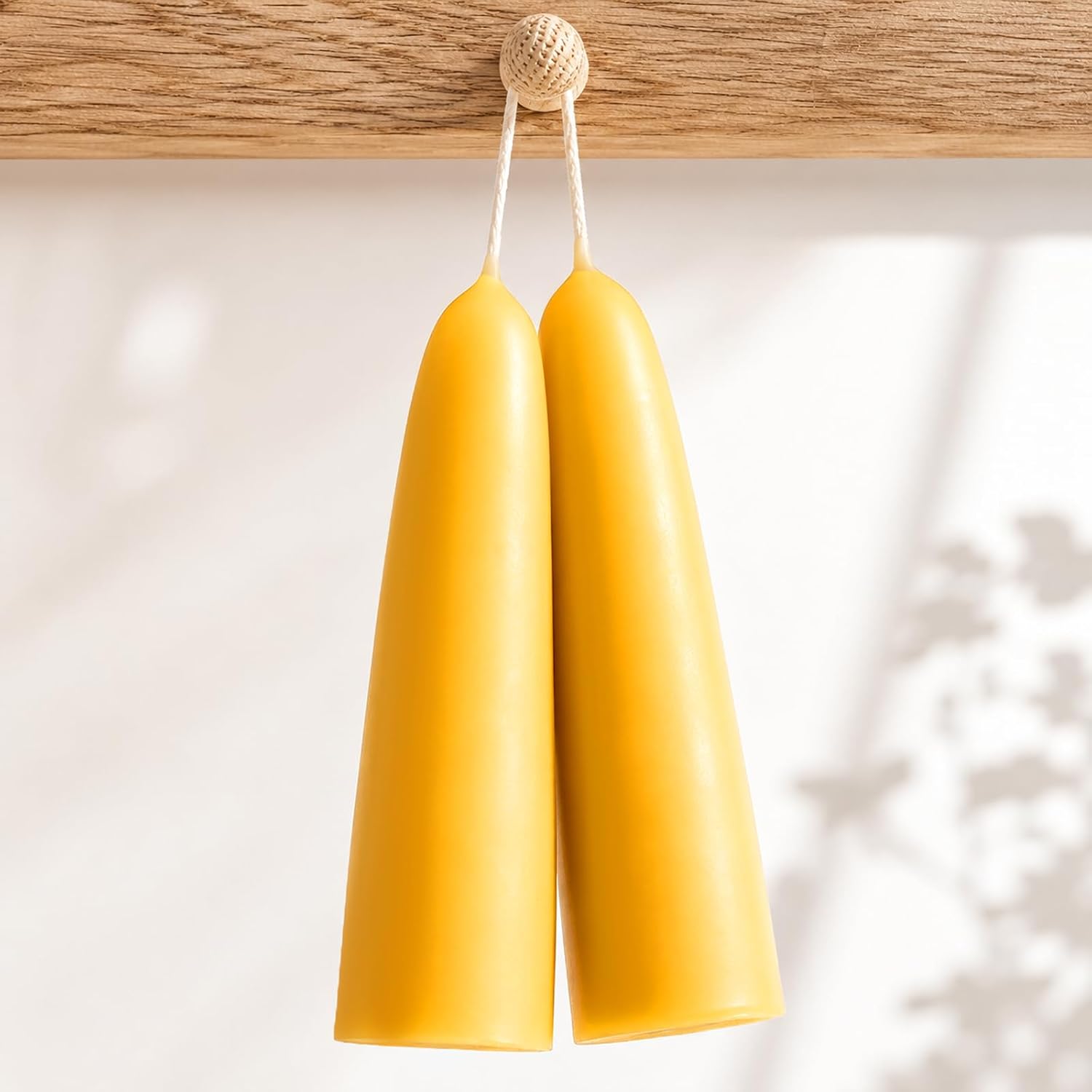 10 Pack Natural Beeswax Taper Candles, 1.3×4.3 Inch Bees Wax 7.5 Hours Long Burning Time, Eco-Friendly Non-Toxic Smokeless Handmade 100% Pure Beeswax, for Home Decor, Meditation, Relaxation & Gifts