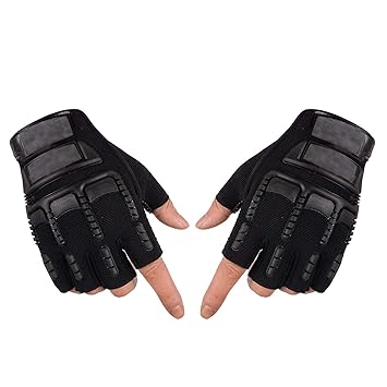 Non-Slip Unisex Outdoor Anti Slip Bicycle Cycling/Riding/Sports/Outdoor Activities Half Finger Gloves (Black, L)