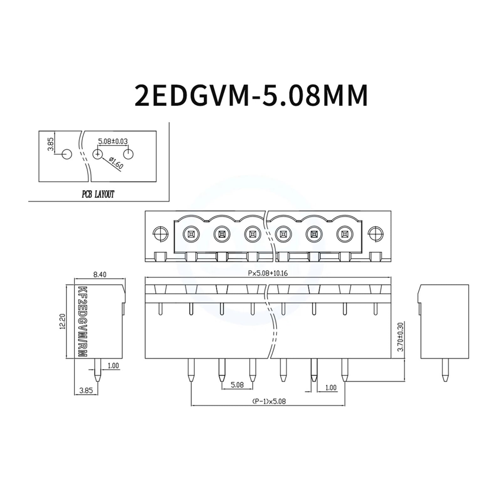 20 Sets 5,08 mm Steckklemmenblock rechtwinklig/gerade Stift mit Ohrenschrauben Flanschbefestigung KF 2EDGKM+2EDGVM/RM 15EDGKM(Right Angle,20 SETS_15P)