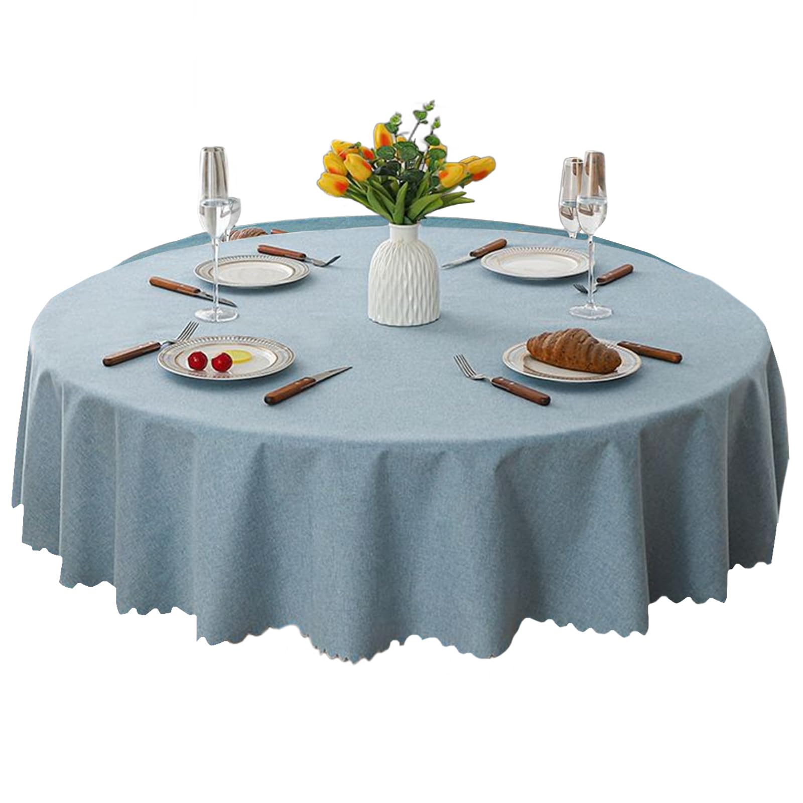 Tsophreniq Linens Table Cloth Perfect for Camping and Parties Circulars Table Cloth Stain Resistant Tablecloth for Weddings Linens Look Tablecloth