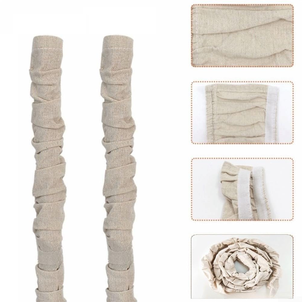 Paquete de 2 cubiertas de cadena de araña de tela de 6 pies, protector de cable eléctrico para colgar luces, cables de TV y barras de cortina, material de lino de algodón beige, decoración