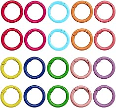 20 Pieces Carabiner, Colorful Mini Carabiner, Round Carabiner, Mini Key Clasps for Key Chains Crafts DIY Shoulder Strap for Wallets Handbags (Round)