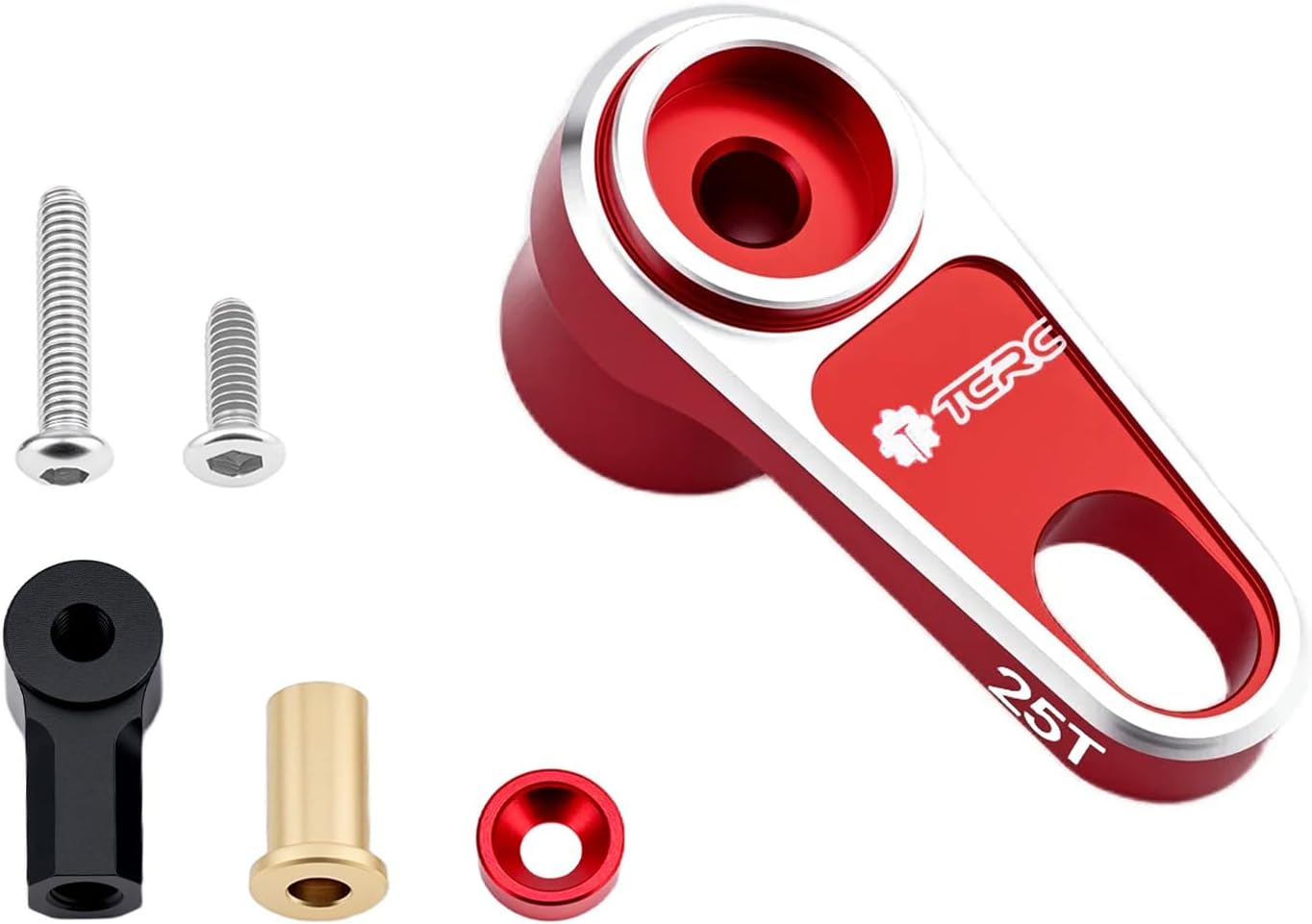 7075 Aluminum Rear 25T Servo Horn with Adjustable Connecting Rod for Axial 1/8 AXP8 Gilamon Trail Buggy Upgrade,Red