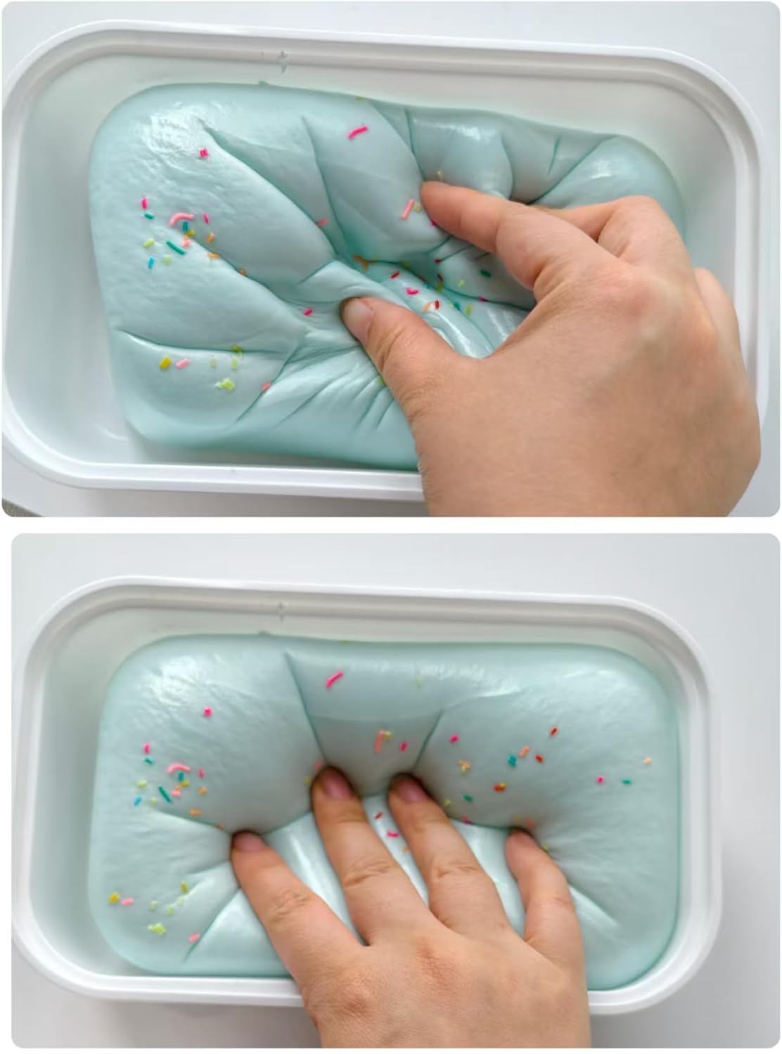 Realistic Faux Box Cake Stress Relief Tool for Adults Sticky Tactile Dough Fidget for Office Desk Focus Anxiety Management Slow Rising Sensory Squeeze for Adults (Blue)