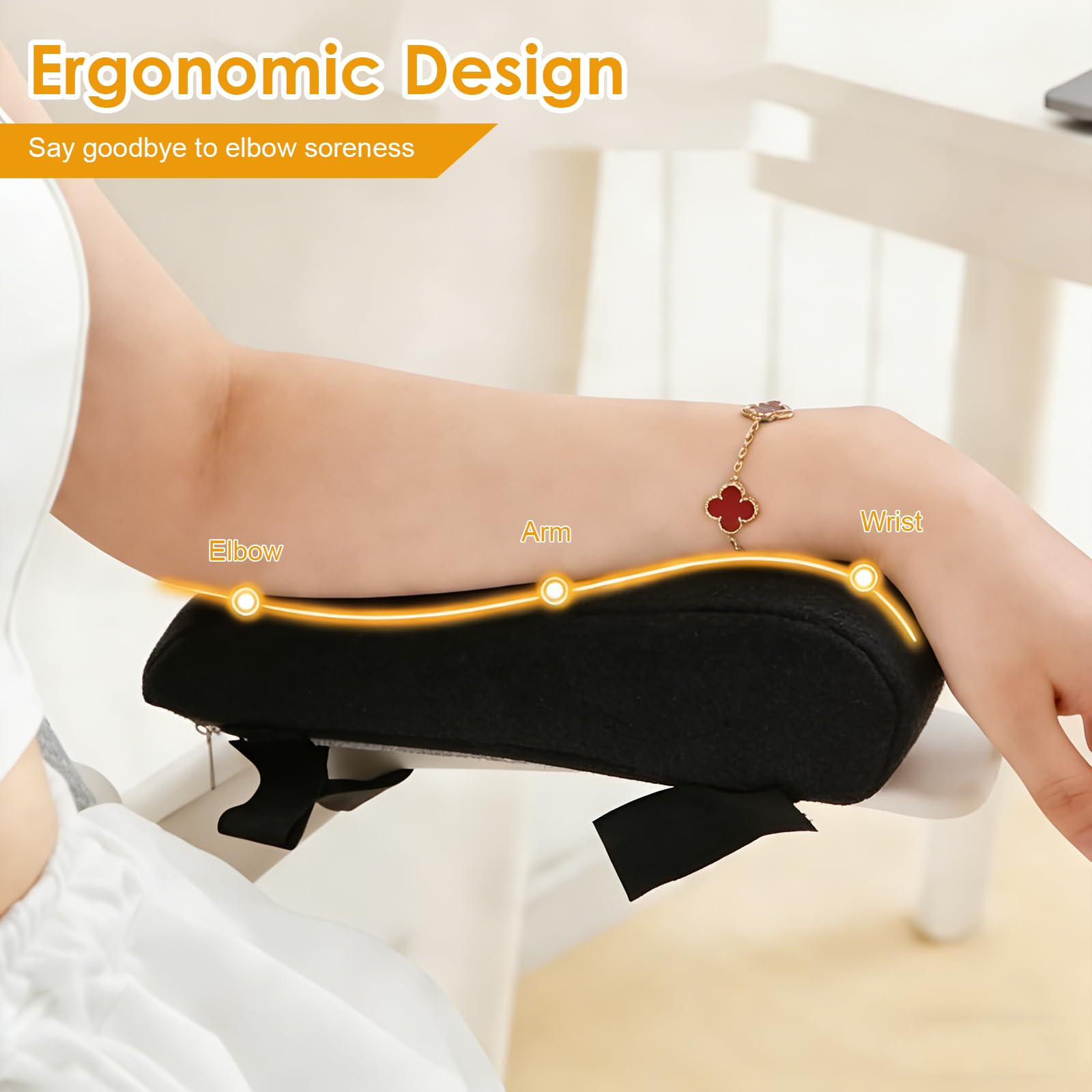 Cuscino Cuscino del Bracciolo Ergonomico Sedia Ufficio, Set di 2 Protezioni per Braccioli con Memory Foam, per Sollievo dalla Pressione su Gomiti e Avambracci, Adatto Anche a Sedie Gaming