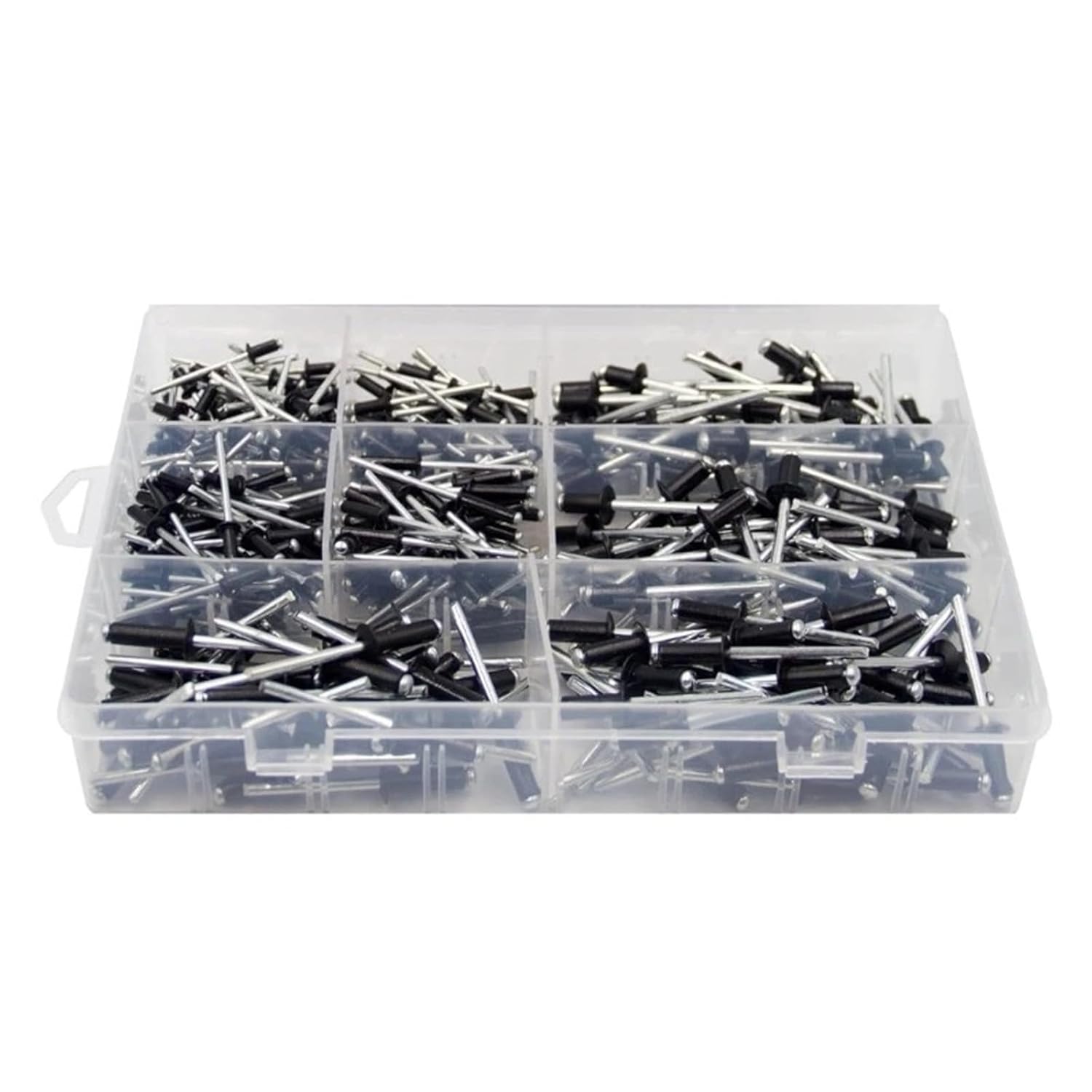 385pcs Black Aluminum Pop Rivets Mushroom Head Blind Rivets with Flat Round Head Split Brivets