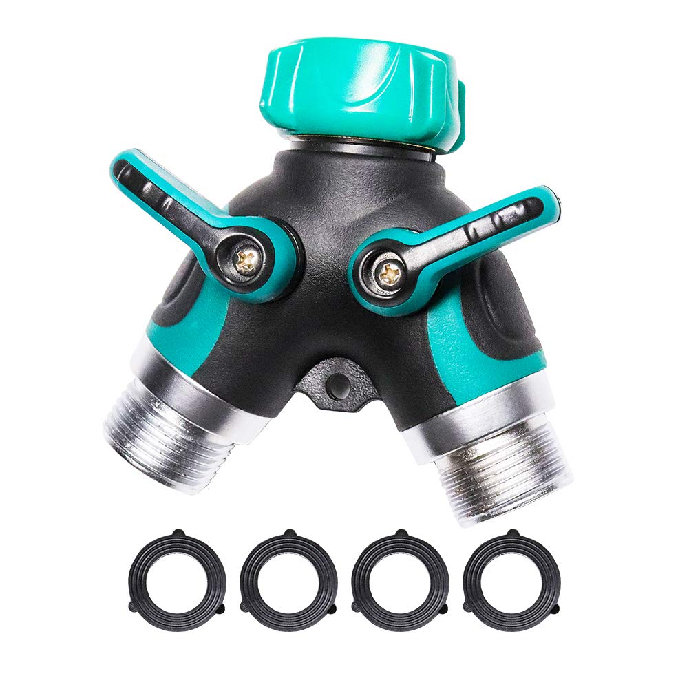 Raccordo A Y Per Tubo Da Giardino 2 Vie: Set Con Valvole Indipendenti E 6 Connettori – Ideale Per Irrigazione E Pulizia