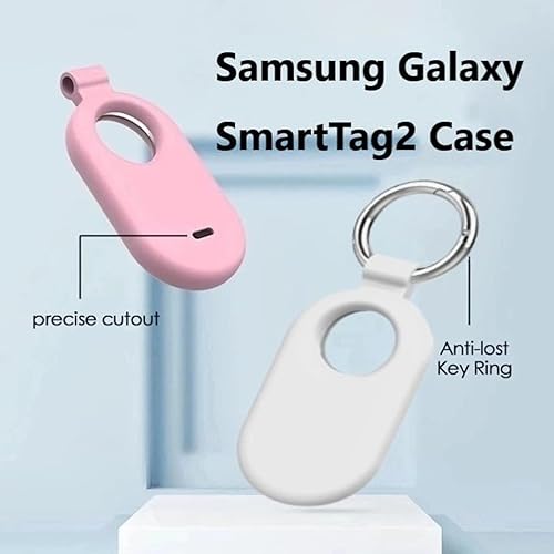 Miniatura 3 de Bingcok - Paquete de 2 fundas de silicona de cuerpo completo a prueba de golpes diseñadas para Samsung Galaxy SmartTag2, funda con llavero Smart Tag