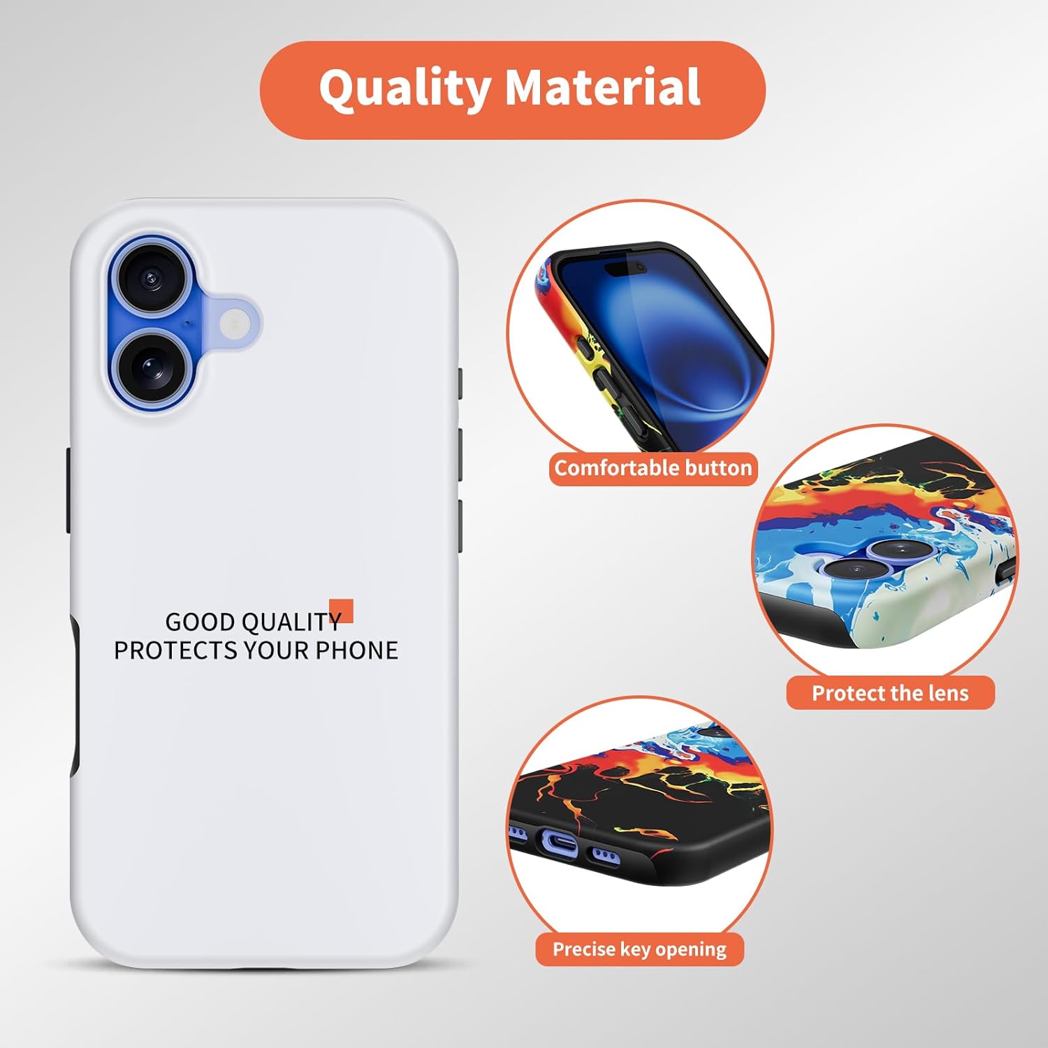5pieces Sublimation Phone Cases for iPhone 16 Series Heat Transfer Phone Case Sublimation Blanks DIY Customizable Cover Coated 2in1 (Matte, Compatible with iPhone 16)