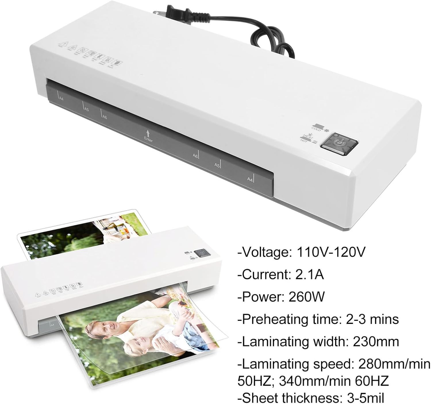 Garneck 1Set Sealing Photo Laminator Machine Portable Laminating Device for Efficient Document Protection Quick Warm Up for Home Office Use Includes Laminating Pouches