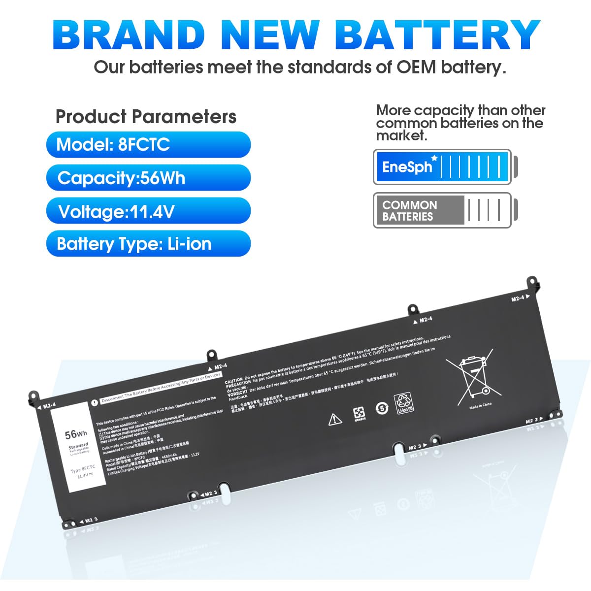 56Wh 8FCTC Laptop-Batteria per Dell XPS 15 9500 9510 Precision 5550 5560 Inspiron 7510 Alienware R5 M15 R6 R7 M17 R3 R4 Dell G15 5510 5511 5520 7500 G15 5515 Ryzen Edition Series 08FCTC 070N2F